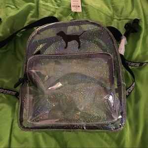 NWT Victoria's Secret clear glitter mini backpack